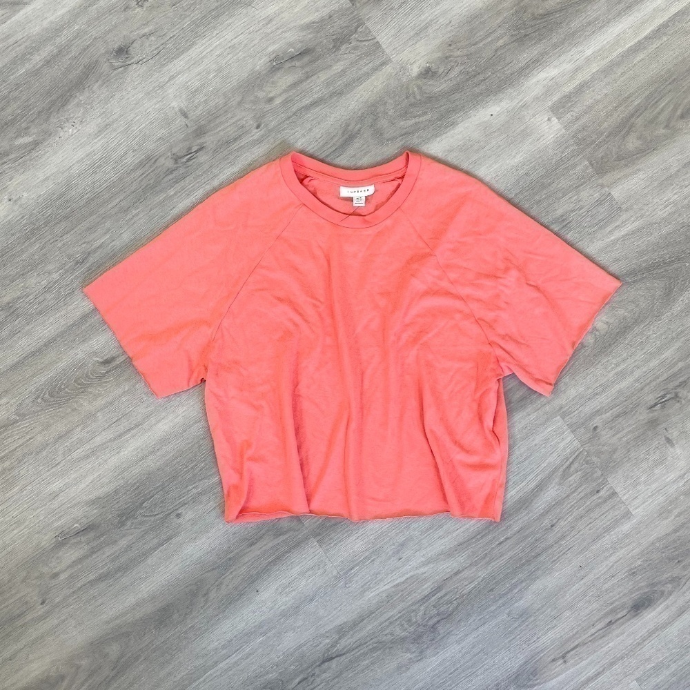 Topshop Peach Orange Oversized Cut Edges Top